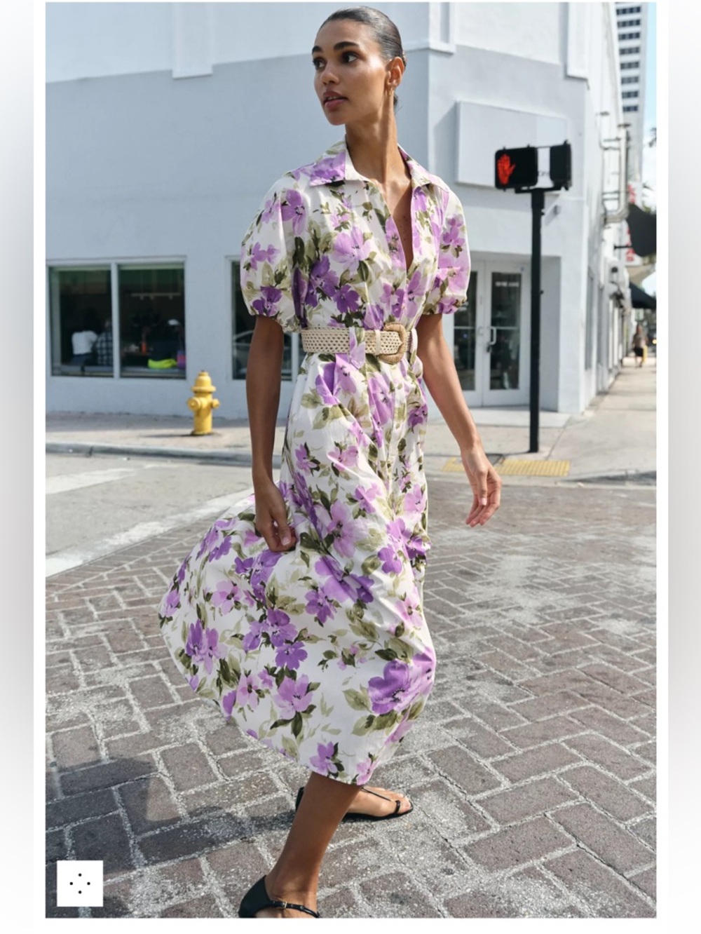 Zara FLORAL PRINT BELTED MIDI DRESS - brand new